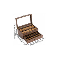 24-Slot Watch Box Divided Compartments 24-Slot Watch Organizer Locking Clasp