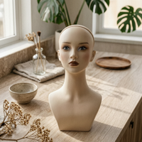 Flat Base Mannequin Head with Shoulders Featureless Hairpiece Display Head