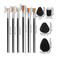 12 Pieces Paint Brushes and Sponges Set Orange Bristles Face Painting Tool Set Detail Artwork Supplies