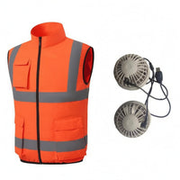 Fan Cooling Vest Reflective Sleeveless Cooling Vest Stand Collar