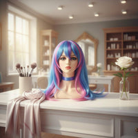 Mannequin Head with Makeup PVC Material Female Mannequin Bust and Shoulders Design for Cosplay Sellers, Hair Salon Owners, Beauty Salon