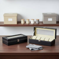 Leather Watch Storage Box Individual Compartments Watch Collector Case Men's Jewelry Organizer Metal Clasp Removable Pillows