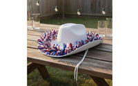 Festive Patriotic Cowboy Hat Lightweight Red White Blue Cowboy Hat Reusable for Independence Day, Parades, Parties