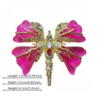 Crystal Flutterer Pin 14K Gold Plated Clothing Accessory Artisanal Look