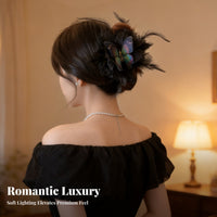 Floral-Wing Accessory Feather Hair Fastener Light Luxury Design Floral-Wing Accessory Hair Fastener Elegant Design Strong Hold