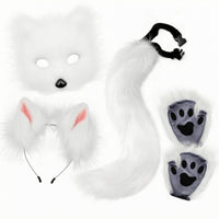 Costume Ear Headband Tail Face Covering Set Furry Animal Costume Accessories Soft Dress-up Kit