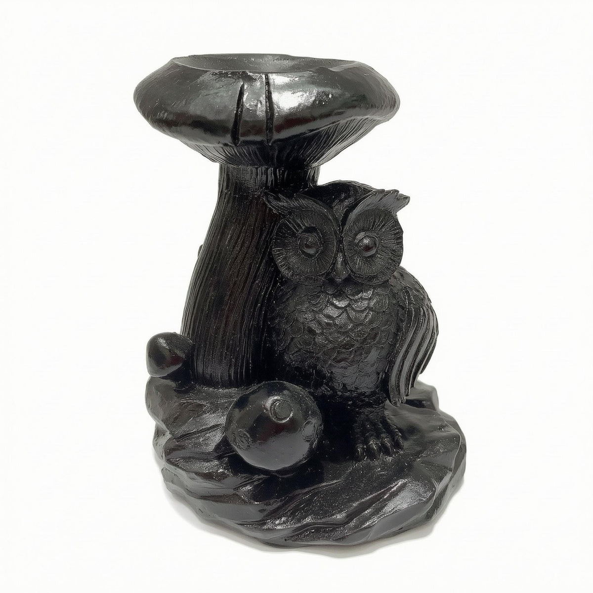 Owl Crystal Ball Base Layered Feather Texture Owl Resin Sphere Stand Sculpted