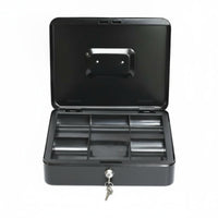 Keyed Metal Currency Box Hinged Lid Divided Currency Box Compact