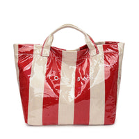 Transparent Jelly Bag Lightweight Large Capacity Striped Handbag for Beach, Pool