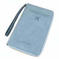 Passport Holder Multi-Functional Blocking Travel Wallet Zipper Closure