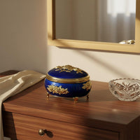 Vintage Metal Jewelry Box Giftable Round Metal Jewelry Box for Dressing Table