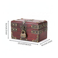 Wooden Storage Box Front Lock Clasp Wood Lined Interior Hinged Wooden Box
