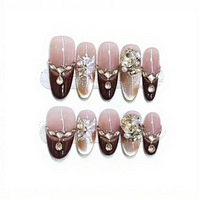 Press On Nails, Honey Spotted, Iridescent, Autumn Nail Art