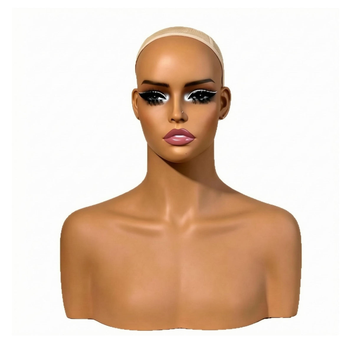 Mannequin Head with Shoulders Flesh-Toned Hairpiece display Bust PVC Bust Mannequin