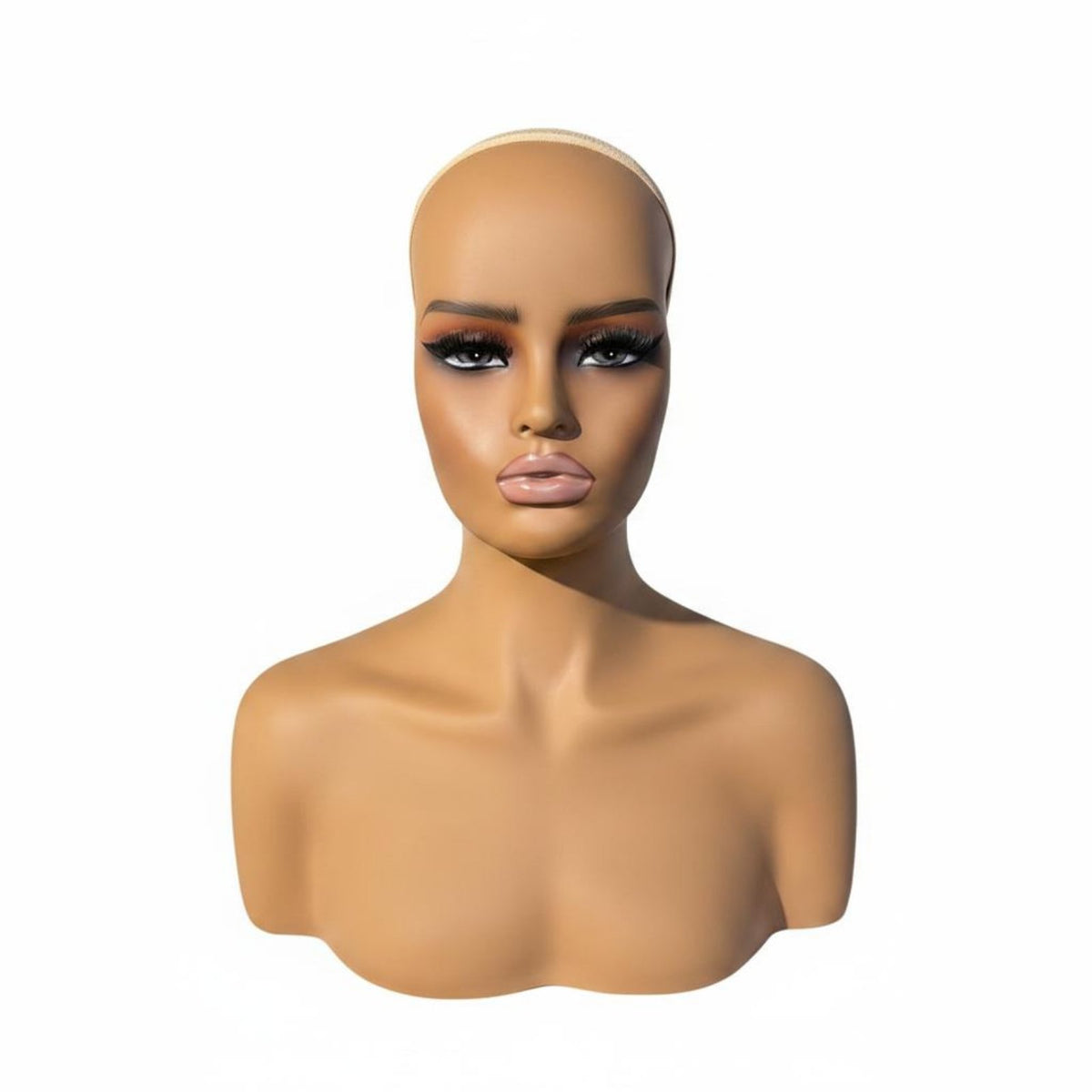 PVC Mannequin Head Life Size Hairpiece Display Head Smooth Skin Tone Female Mannequin Bust for Beauty Salon