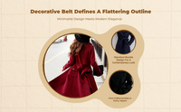 Winter Woolen Waist Belt, Soft, Black, For long coats, Unisex