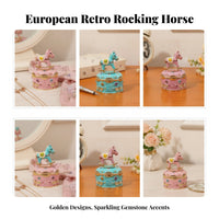 Carousel Jewelry Box Red-Lined Horse Jewelry Box Hinged Lid