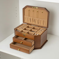 Lockable Jewelry Box Solid Wood Wooden Jewelry Box Lock and Key for Vanity Table