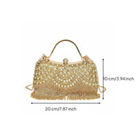 Rhinestone Fringe Clutch Wrist Strap Crystal Tassel Evening Bag Glamorous
