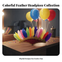 Feather Headdress Colorful Feathers Tribal Design Headpiece Carnival Feather Headband Vision-Catching Design Vegas Costume