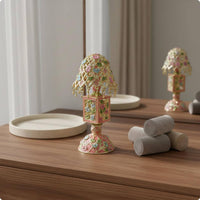 Enamel Flower Lamp Box Rhinestone Accents Decorative Lamp Trinket Box Desktop Decoration Home Decor for Desk, Dressing Table