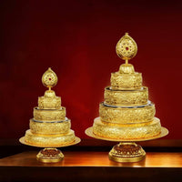 Tibetan Mandala Plate High Quality Alloy Mandala Offering Set Tiered Offering Tray Elegant Craftsmanship Religious Item