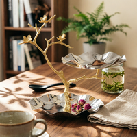 Serving Stand with Bowls Decorative Tray Silver-Colored for Hosts