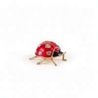 Keepsake Case Red Enamel Ladybug Box Collectible Gold Trim