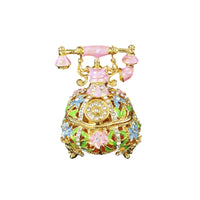 Telephone Jewelry Box Enameled Telephone Trinket Box Compact for Dresser