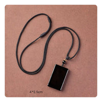 Black Obsidian Plate Stone Drop Gender-Neutral Design Rectangular Stone Necklace