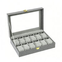 Watch Display Box Striped Black and White Watch Organizer Box Hard Shell
