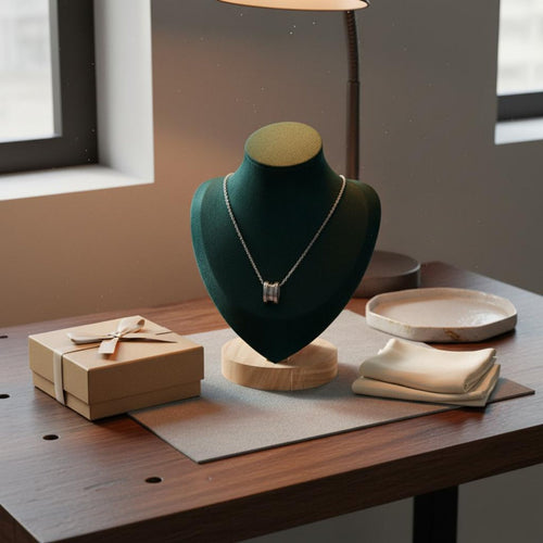 Necklace Display Bust Photography Prop Wooden Base Jewelry Bust Portrait Neck Display Stand Elegant Design Locket Chain Stand