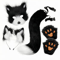 Costume Ear Headband Tail Face Covering Set Furry Animal Costume Accessories Soft Dress-up Kit