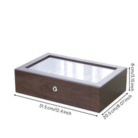 Wooden Watch Box Woodgrain Finish Storage Dark Brown