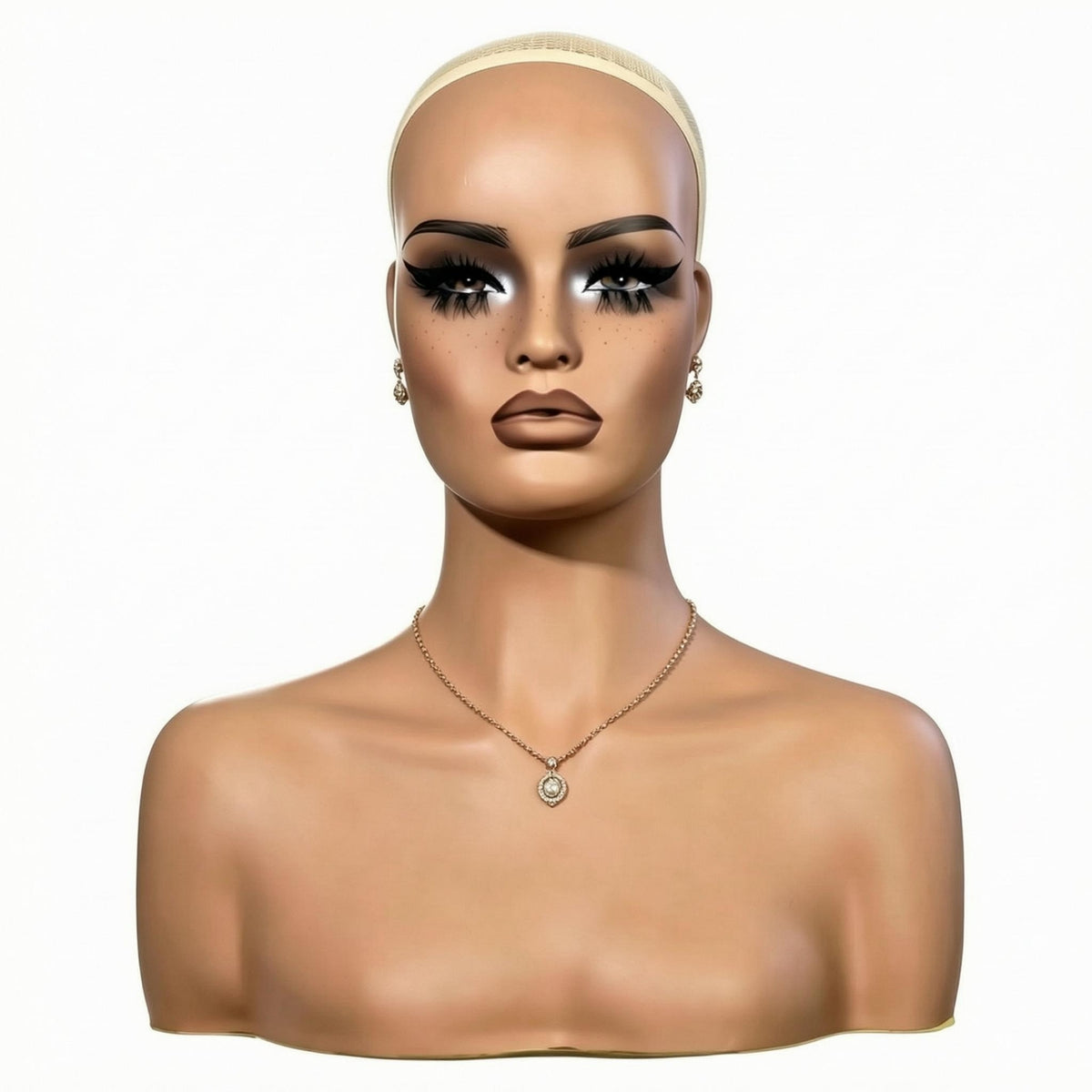 Hairpiece Display Bust Smooth Surface Female Head Bust Half-Female Form Mannequin Head
