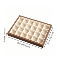 Walnut Jewelry Tray Large Capacity Jewelry Display Scratch Protection Velvet Lined Band Holder for Women, Dresser Top