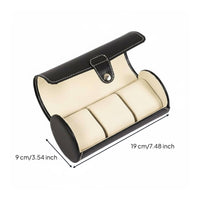 Cylinder Watch Travel Case Soft Interior Lining Watch Travel Case Accessory Storage Fine Stitching Snap Button Closure for Men