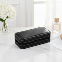 Multi-Compartment Watch Storage Box Soft Suede Lining Portable Watch Organizer Zippered Accessory Box Shockproof Jewelry