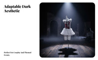 2 Pieces Gothic Angel Costume Lace Details Corset Top and Skirt Set for Women