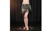 Belly Dance Hip Scarf Lightweight Sequin Fringe Skirt Adjustable Tie for Dancers