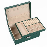 Jewelry Box Secure Metal Clasp Jewelry Storage Case Large Capacity Accessory Box Soft Luxurious Textile Lining for Dresser Top