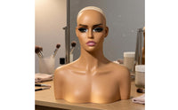Mannequin Head with Shoulders Flesh-Toned Hairpiece display Bust PVC Bust Mannequin