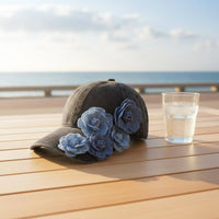 Washed Jean Baseball Cap Elegant Look Floral Jean Cap Sun Shade for Outdoor