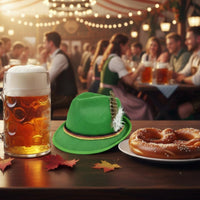 Traditional Design German Beer Festival Hat Single Size Fits Most German Feather Hat Decorative Rope Band for Men, Women, Beer Festivals