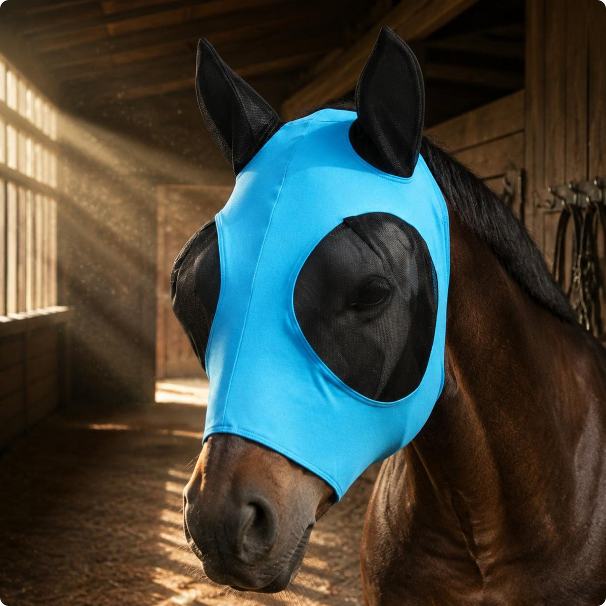 Horse Fly Mask Fine Mesh Horse Fly Face Cover Ear Area Openings for Outdoor