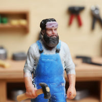 1/64 Scale Worker Figure Hand Painted Miniature Handyman with Hammer