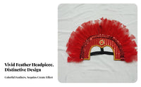 Feather Headdress Feathered Design Feather Headpiece Carnival Headpiece Paillette Ed and Gem Ed Performance Girl Headdress