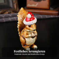 Decorative Hinged Opening Santa Hat Squirrel Box Squirrel Jewelry Box
