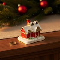 Christmas House Jewelry Box Decorative Winter House Jewelry Holder Box