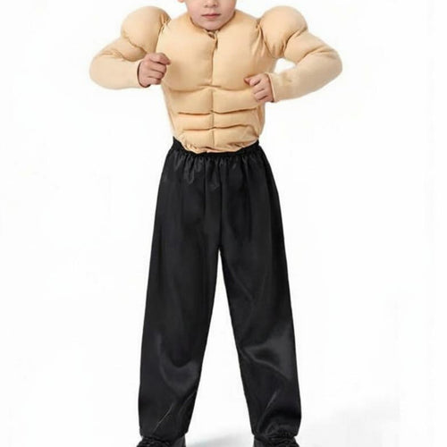 Includes Pants Fake Abs Costume Set Cosplay Boys Muscle Costume Realistic Look for Dress-up, Performance, Halloween